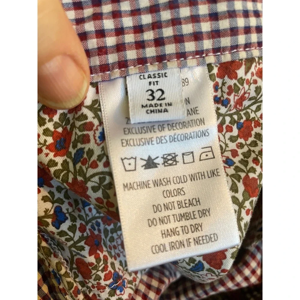 Robert Graham‎ Shorts Gingham Check Red White Blue Classic Fit Size 32